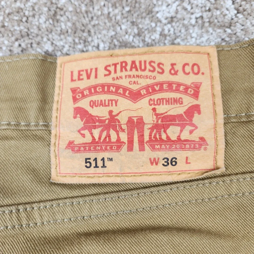 Levis 511 Slim Fit Cut Off Shorts Tan Khaki Twill Mens 36 Raw Hem 36555-0241
